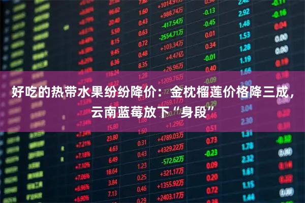 好吃的热带水果纷纷降价：金枕榴莲价格降三成，云南蓝莓放下“身段”